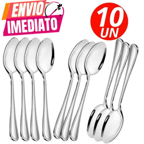 Kit Com 10 Colheres de Inox Polido Premium Colher Alta qualidade Promoção casa Cozinha Buffet Restaurante