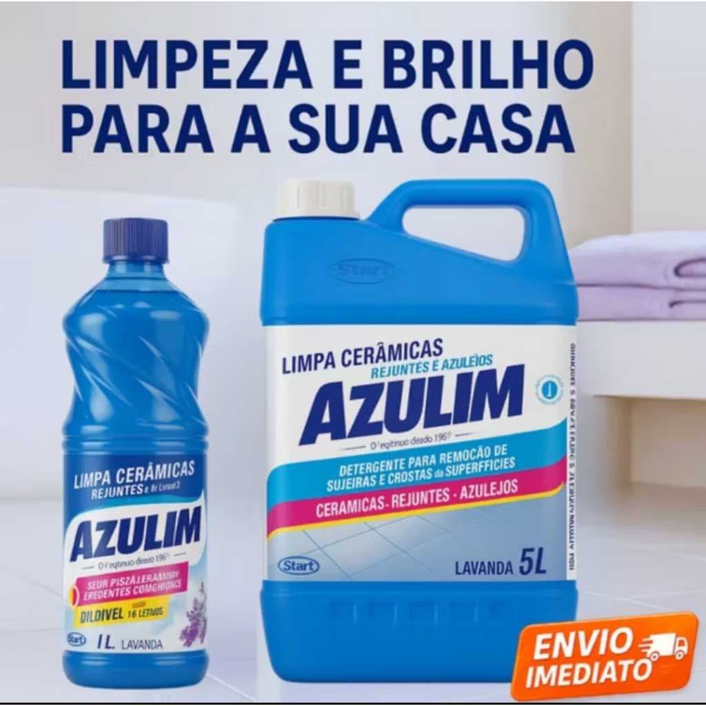 Limpa Cerâmicas Azulejos e Rejuntes 5L AZULIM Lavanda Tira manchas Concentrado