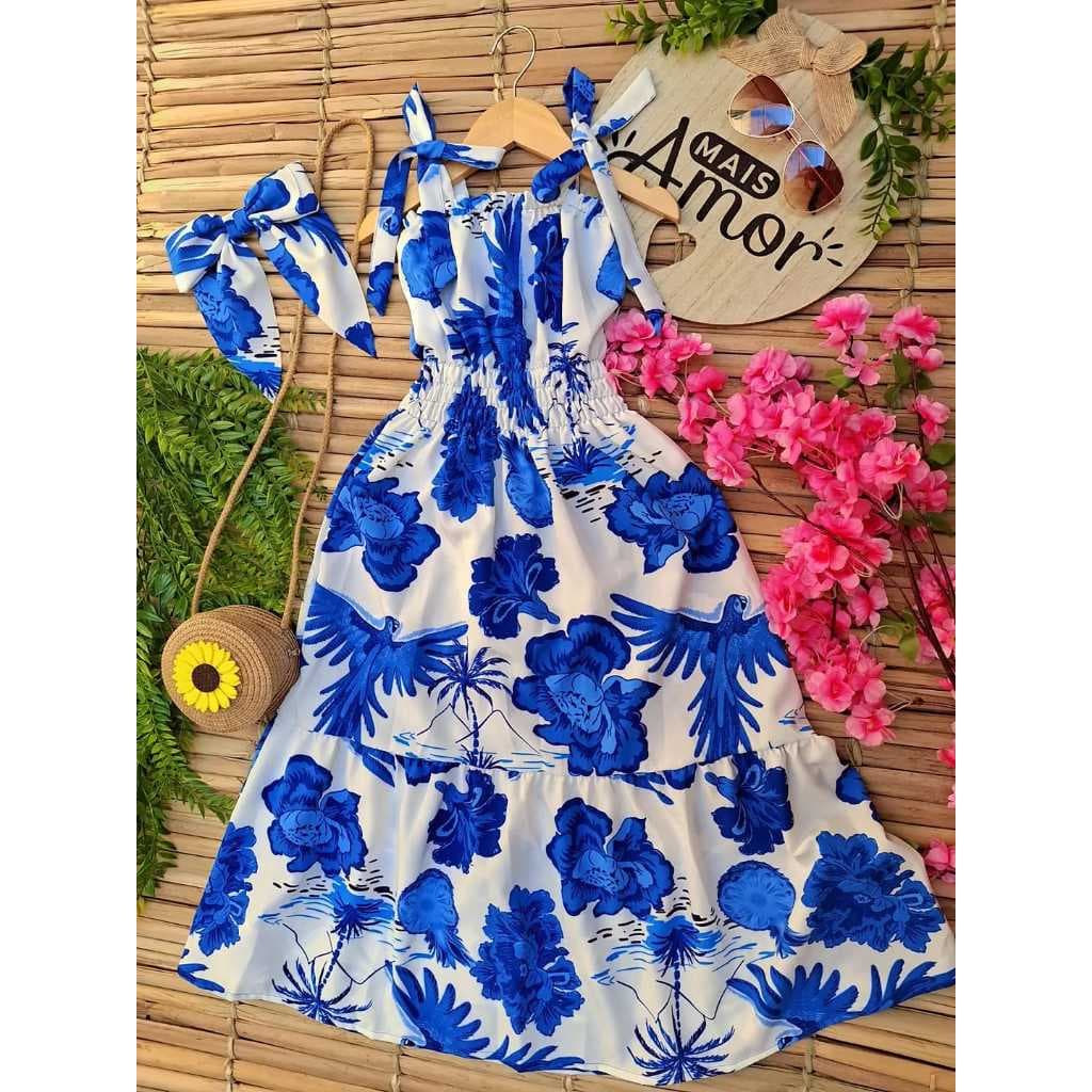 vestido infantil-juvenil estampado  lazo de hombro + lazo de presente-lazo