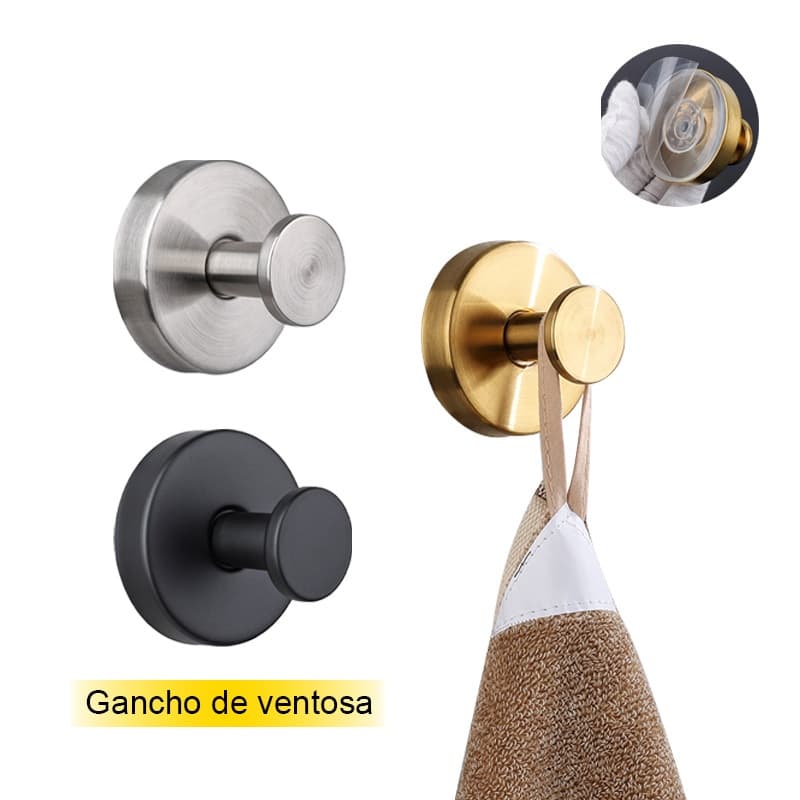 Ganchos de Ventosa de Aço Inoxidável para Banheiro - Único, Sem Furos e sem Perfuração