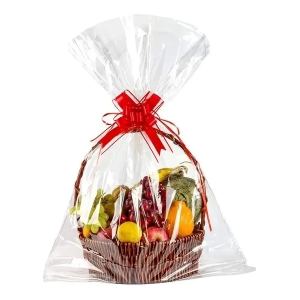 Kit Sacos Celofane Transparente 45x60 Brilhante p/ Cesta Presente Laço 25 - 50 -100un