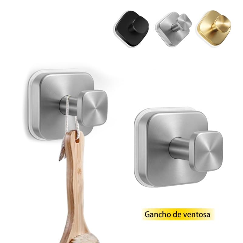 Gancho de Ventosa de Aço Inoxidável Único, Sem Furos, para Cozinha e Banheiro