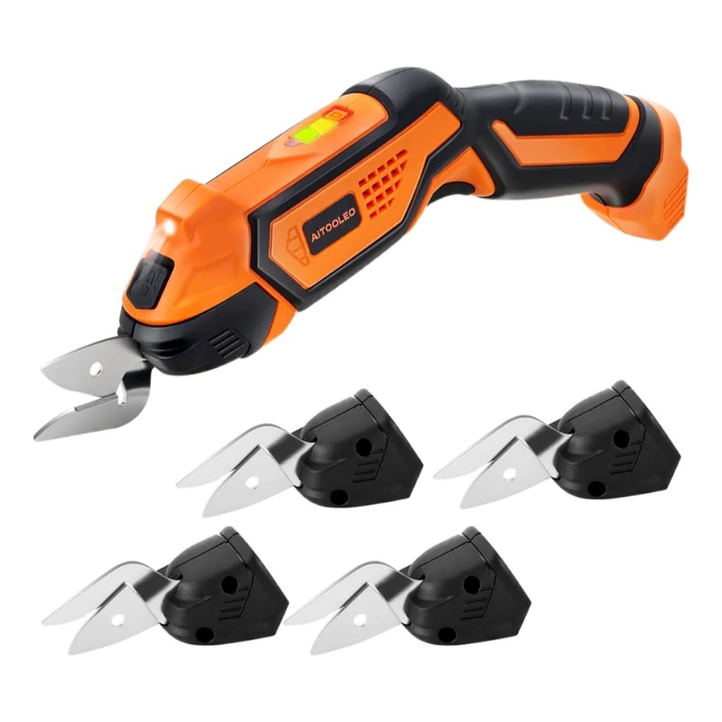 Tesoura Elétrica Aitoolzo Sem Fio Tecidos Papelão Couro 127/220v Laranja