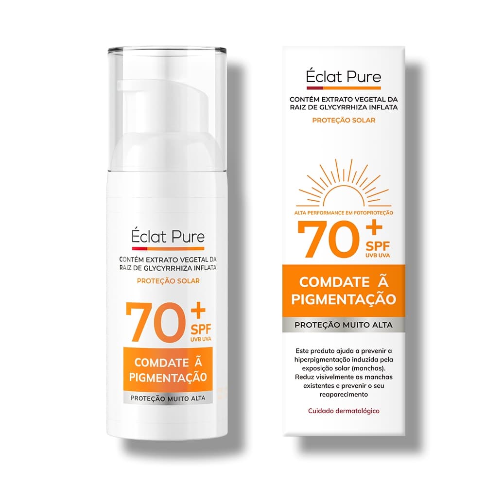 Protetor Solar Facial pele oleosa Éclat Pure FPS70 Oil Control Toque Seco Clareador de Manchas 50ml