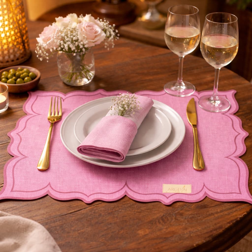 Lugar Americano Rosa para Mesa de Café Almoço Jantar 35x50cm- Blush Argivai