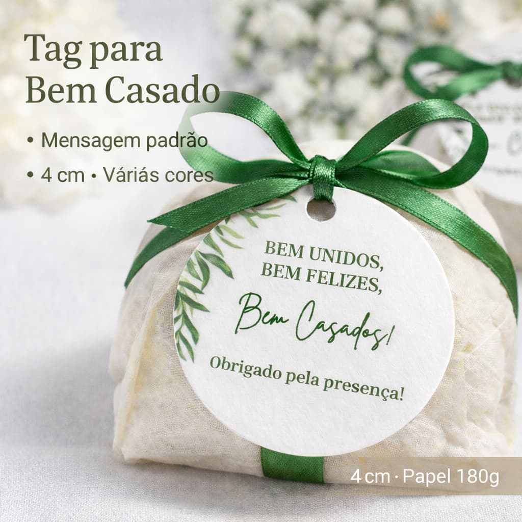 Tag Para Bem Casado Casamento – Lembrancinha Redonda 4cm Com Furo | Várias Cores