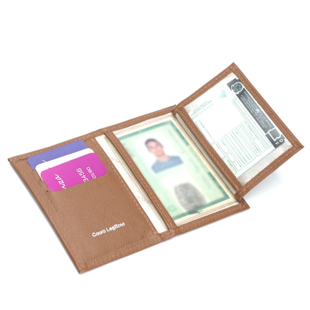 Carteira Feminina Porta Cartão Documento Couro Legitimo cabe RG CNH