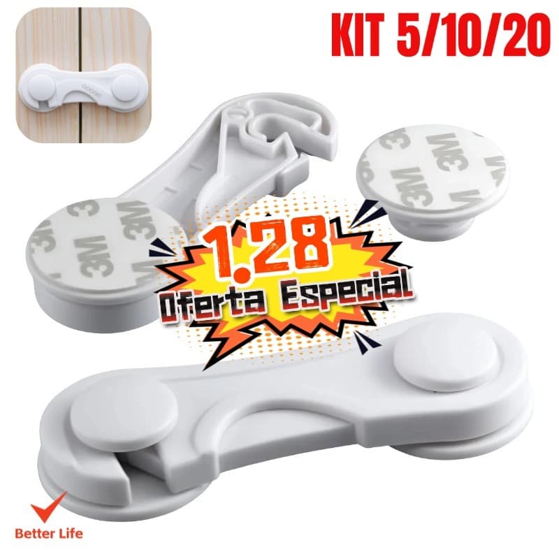 Kit10/20 Travas Para Gaveta Porta Armário Segurança Bebê - Opção de cores-BT