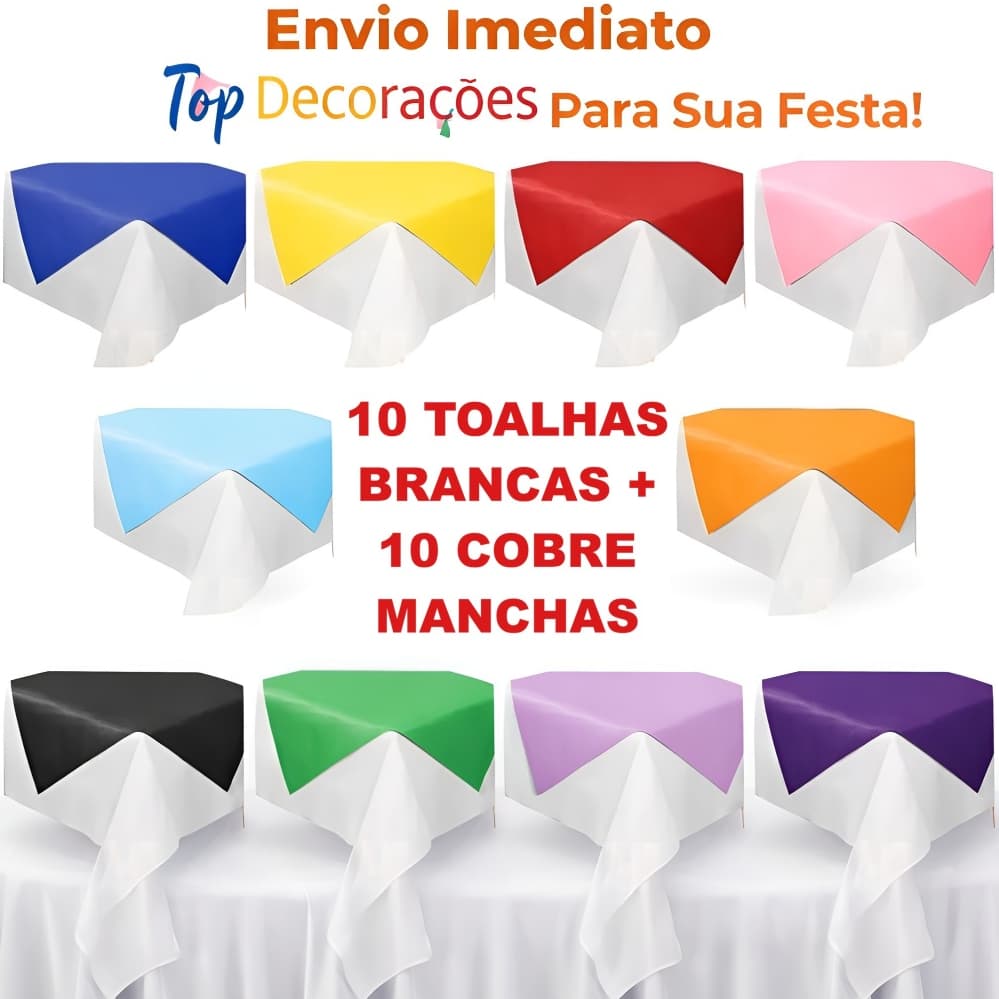 Kit 5/10/20 Toalhas de TNT 1x1m + 10 Cobre Manchas 70x70 cm 40gr - Para Decoração De Festas