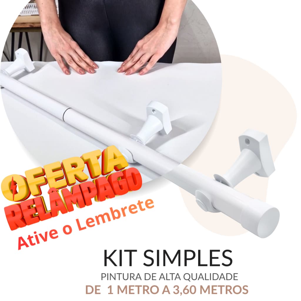 Varão de Cortina Simples Branco de Aço - 1m / 1,20m / 1,50m / 2m / 2,40m / 2,50m / 3 metros/ 3,60m