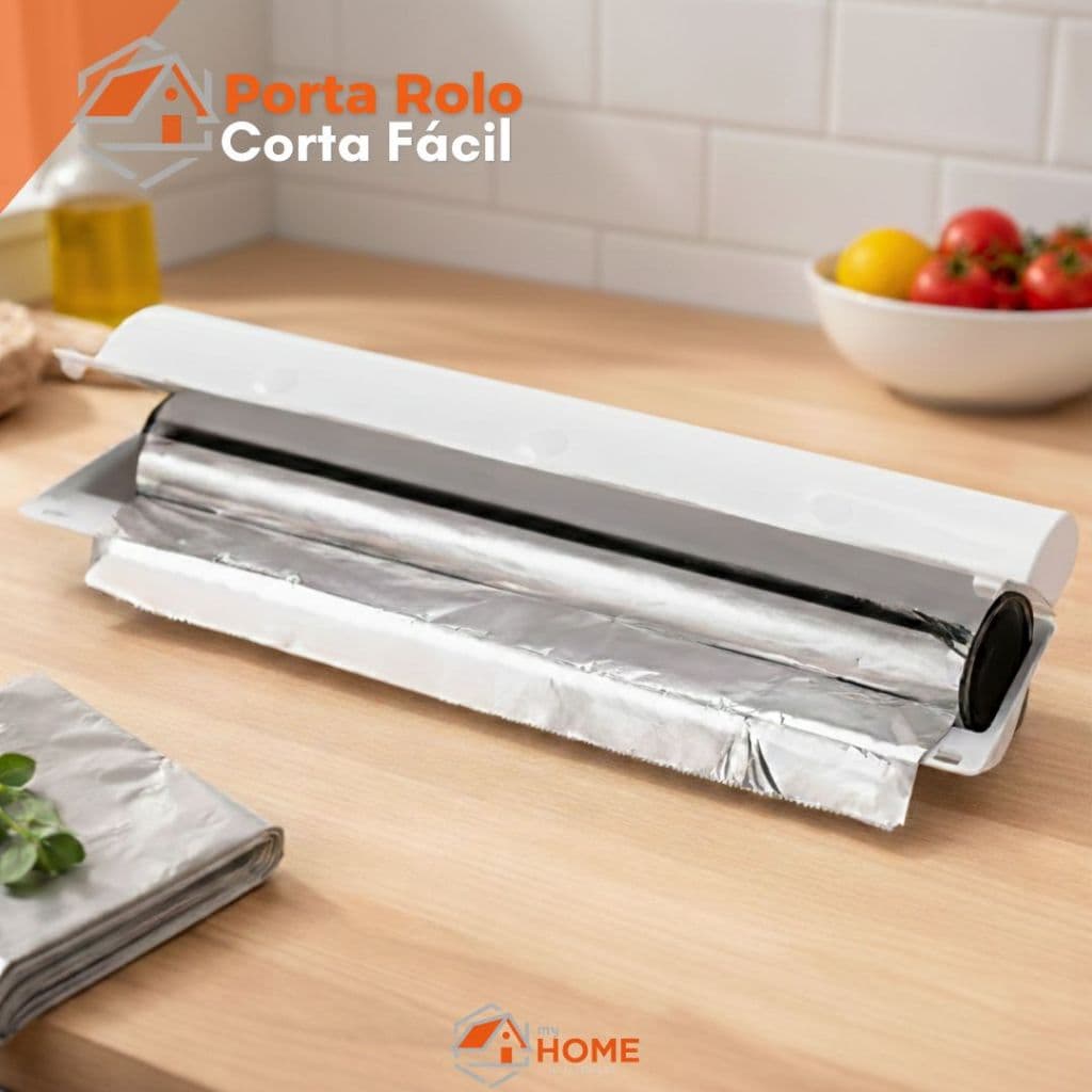 Porta Rolo Corta Fácil Apenas Para Papel Alumínio Cozinha