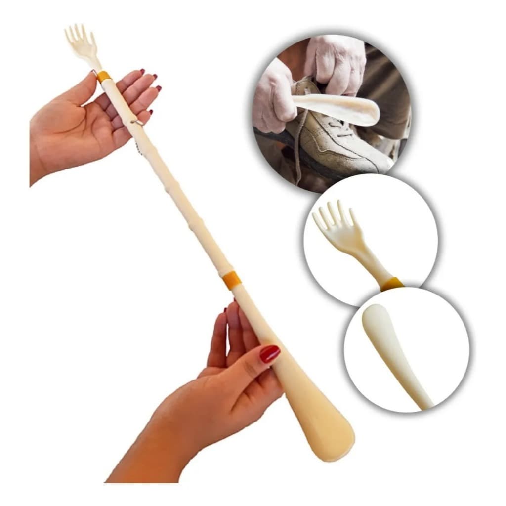 Kit 2 Calçador De Sapato Longo 49cm Prático Coçar Costas Mãozinha - 0037