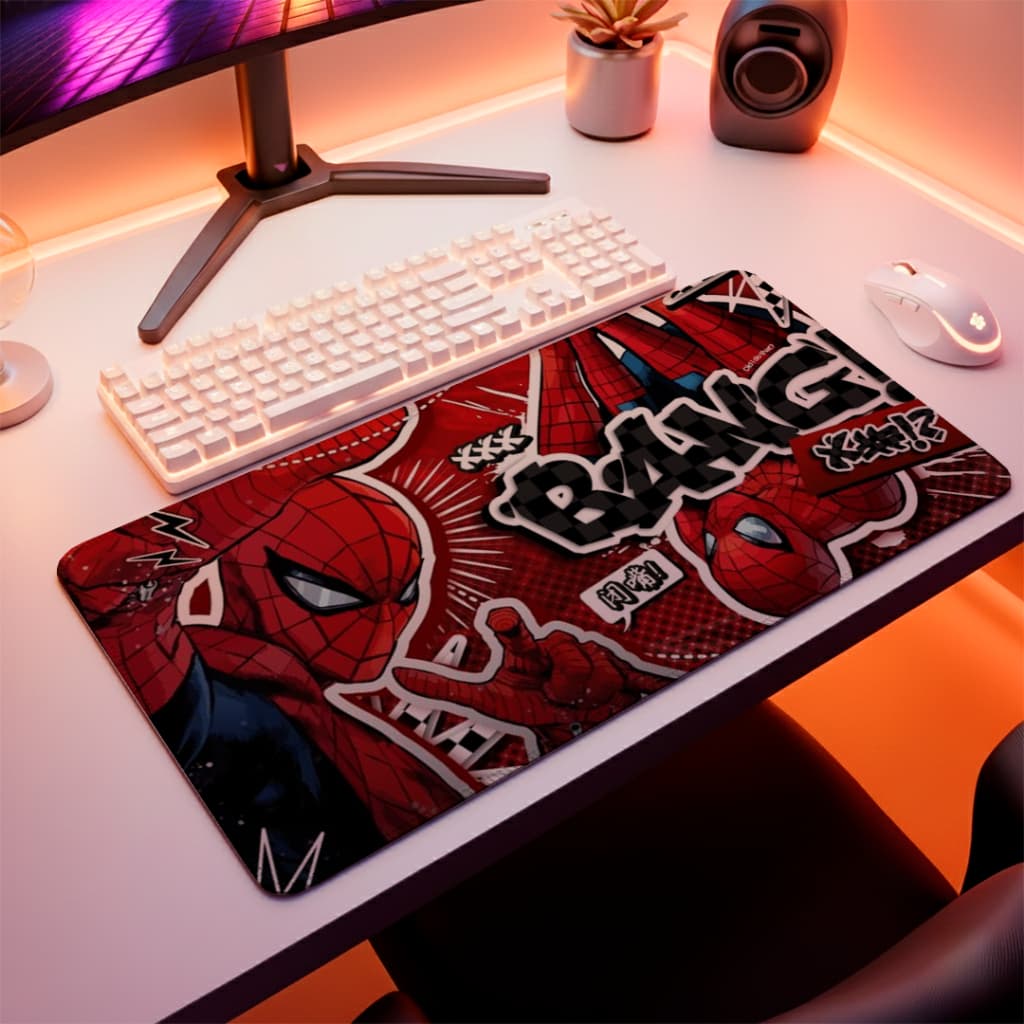 MousePad Speed Gamer Antiderrapante Bordas Costuradas Confortavel Sem Relevos Com Estampa De Heroi Spider Man Varios Tam