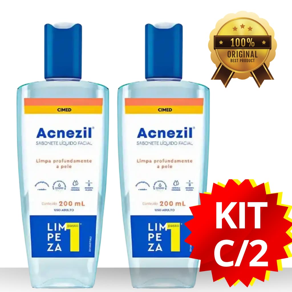 ACNEZIL SABONETE FACIAL 200ML – KIT COM 2 | NIACINAMIDA + ÁCIDO SALICÍLICO (400ML)