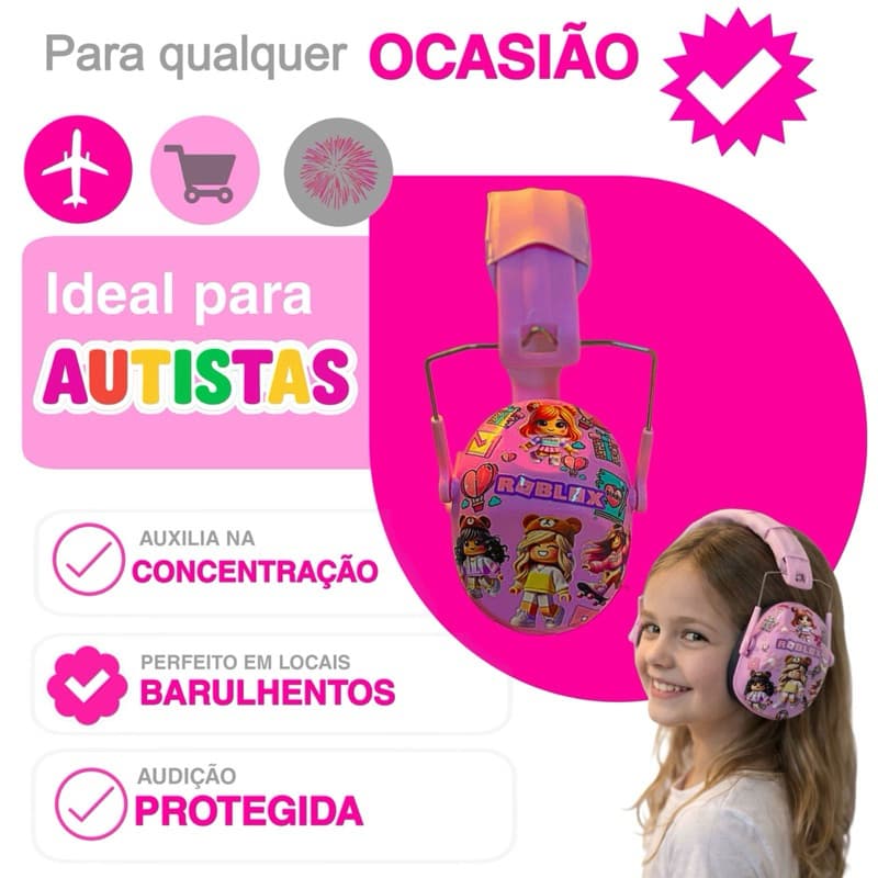Abafador Roblox DB  Autismo Infantil Fone Protetor de Som Ouvido Auricular Ruido Super Confortavel Tdah Tea Autista
