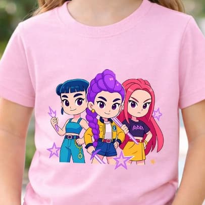 Camiseta Infantil 100% Algodão HUNTRIX Kpop