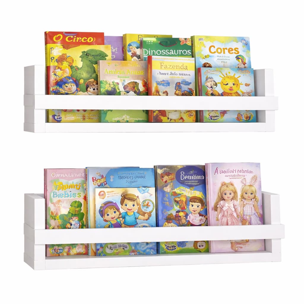 2 Prateleiras Porta Livro Decorativo De Parede Mdf Organizador  Book  Nicho Infantil Suporte Montado