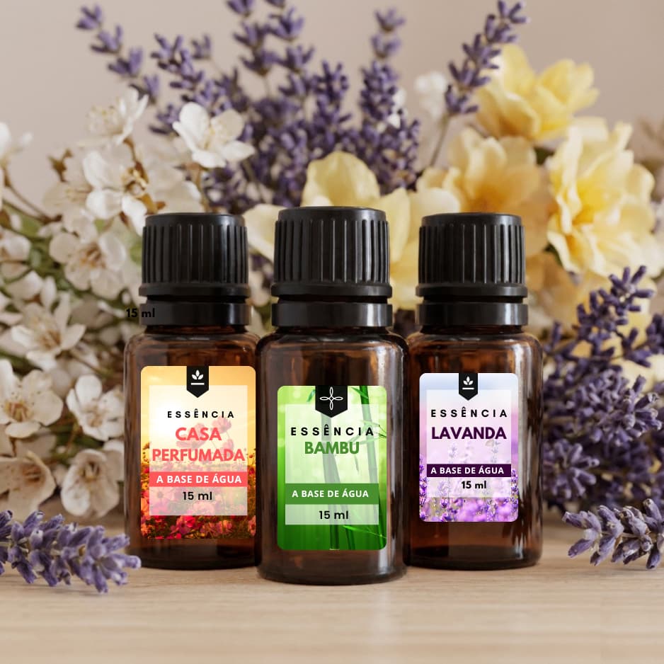 Combo 3 Essências 15ml Lavanda, Bambu e Casa Perfumada Para Difusores e Umidificadores | Personalize Seu Kit