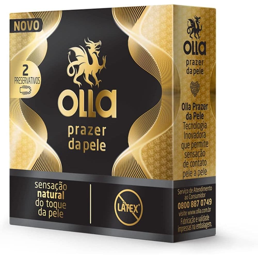 Camisinha Olla Prazer da Pele Preservativo Lubrificado Sensação Natural com 2 Un