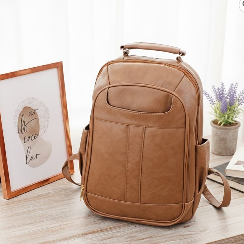 Mochila Feminina Bagagem Reforçada em Couro Sintetico Premium Notebook Trabalho Faculdade Elegante