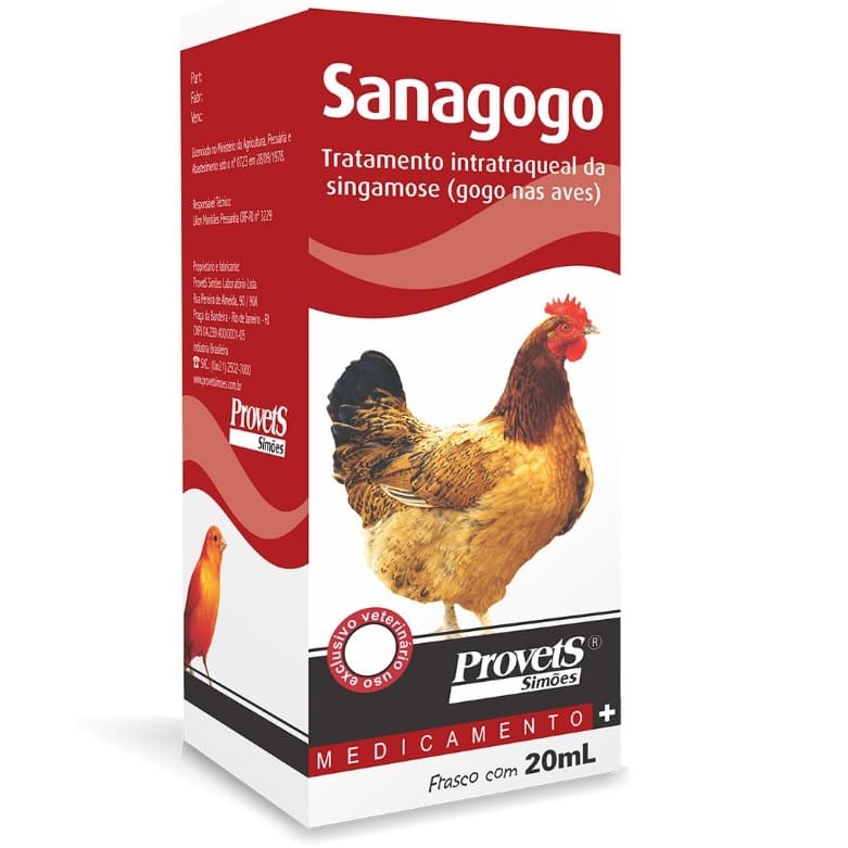 Sanagogo 20ml Provets Simoes Tratamento Contra Singamose Gogo de Aves