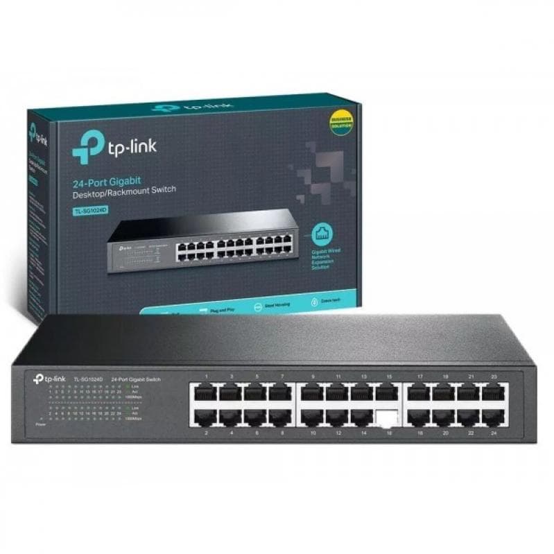 TP-LINK HUB SWITCH 24P TL-SG1024D 10/100/1000 RACKMOUNT