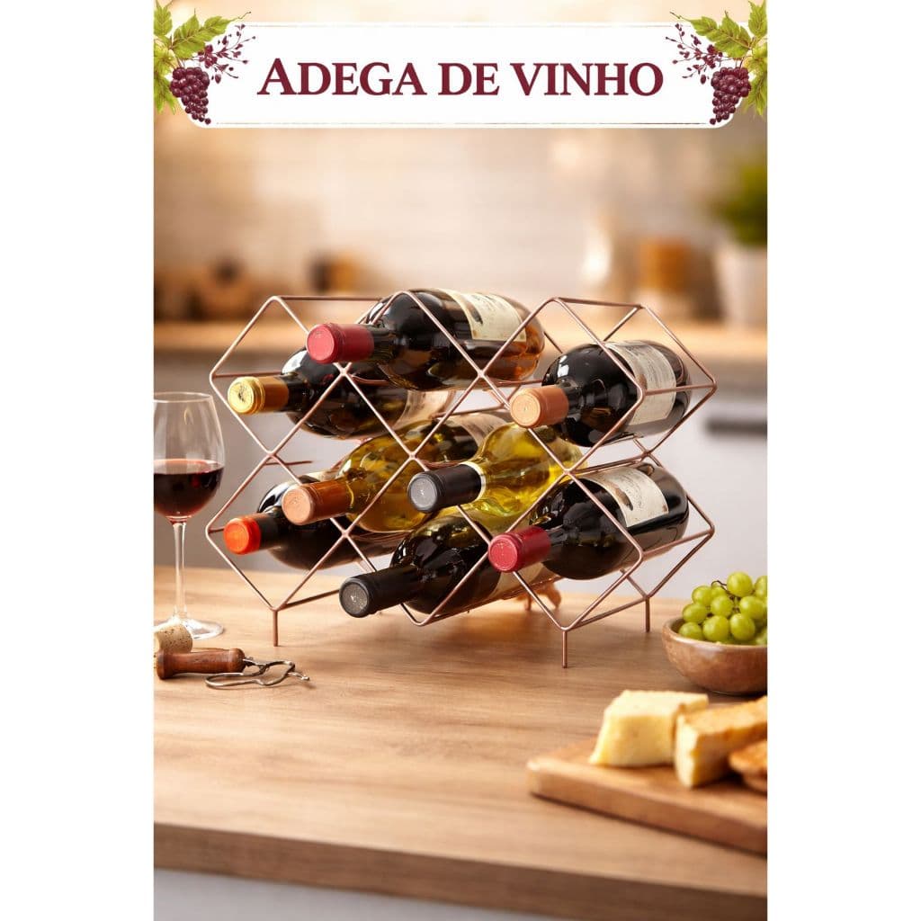 Adega Organizador de Vinho Sofisticada p\ 8 Garrafas ate 10 Garrafas