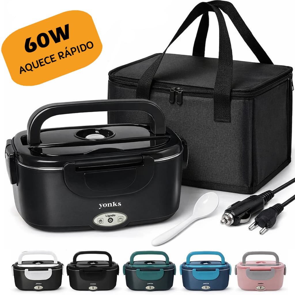 Marmita Elétrica Térmica Yonks 60W Bivolt 110V/220V Veicular 12V/24V Carro Caminhão + Bolsa Térmica