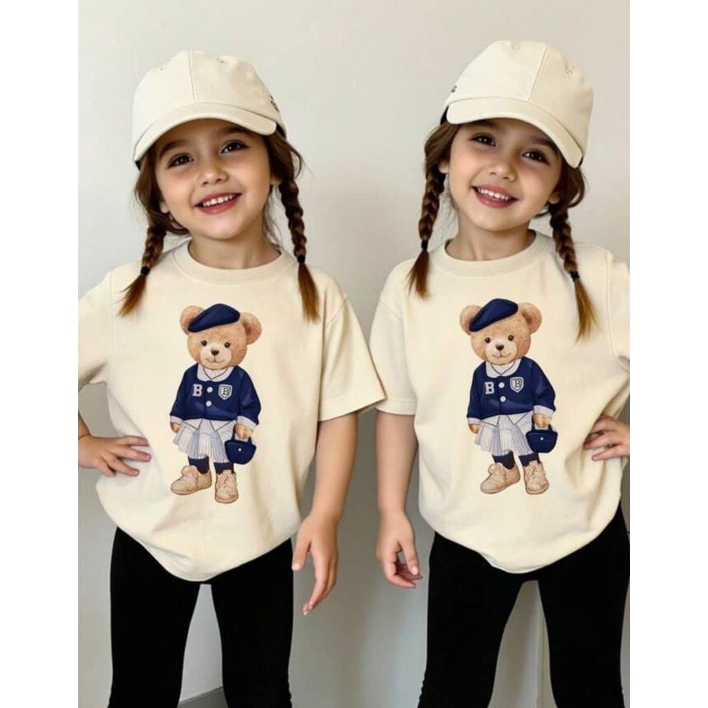 Camisa Infantil Estampa Kids Urso Estilosa Algodão Vintage Blusinha Meninas Várias Cores Bear