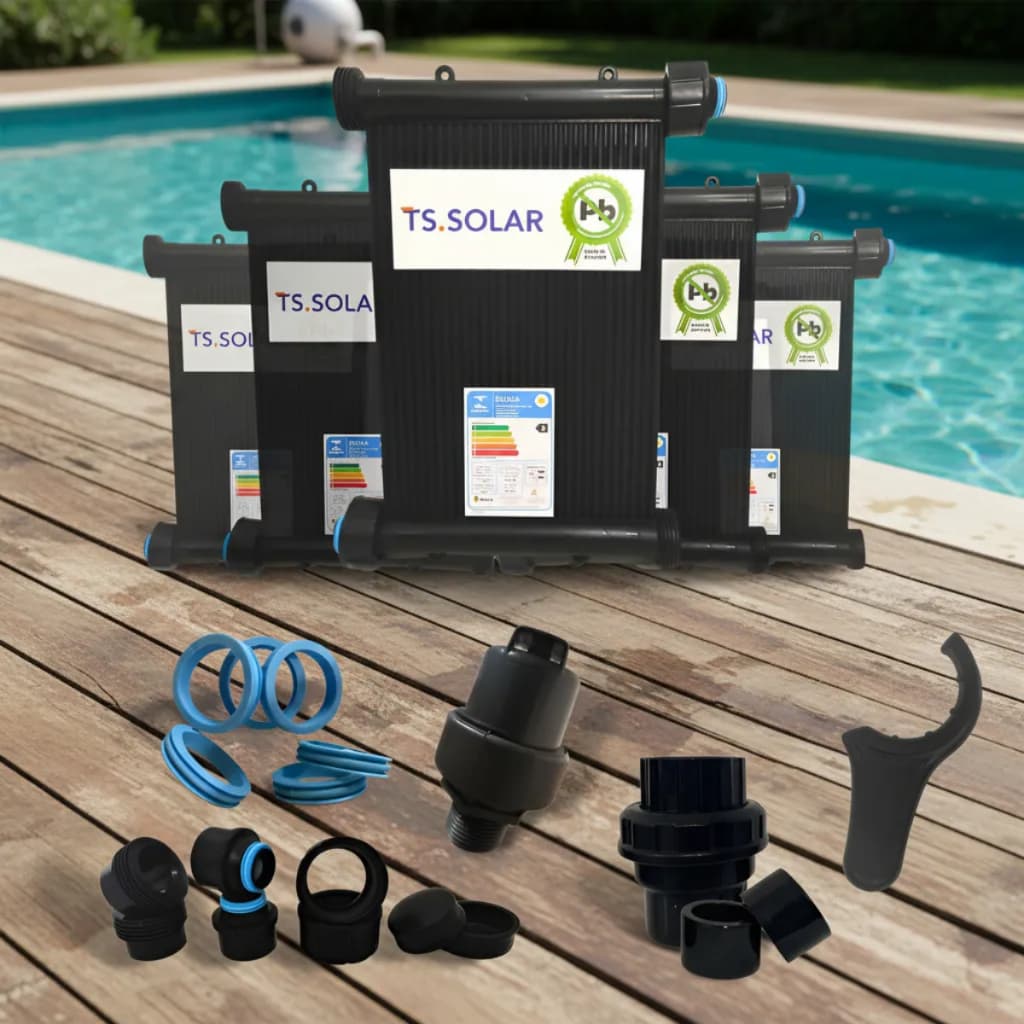 Kit Aquecimento Solar Piscina 6.000 L – 5 Placas 3m TS Solar + Válvulas + Kit Instalação
