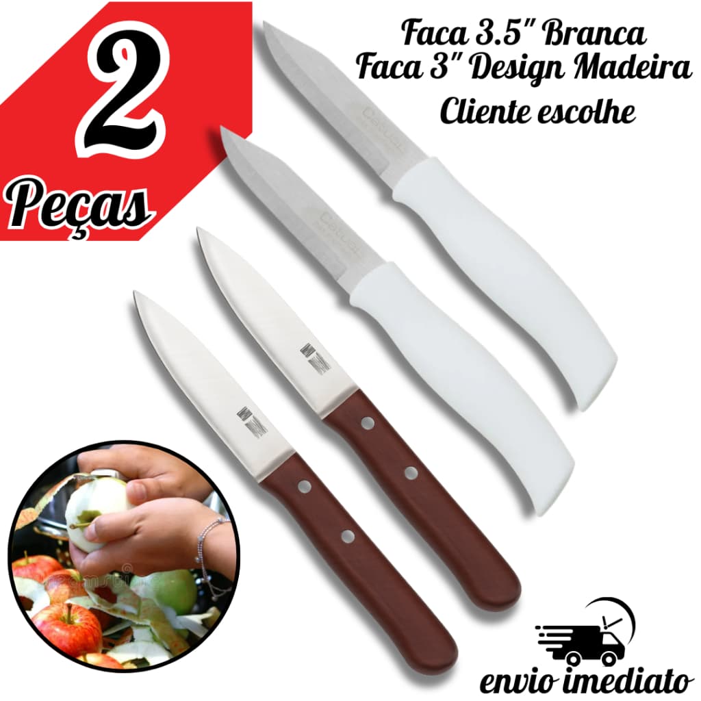 Faca Para Legumes e Frutas Aço Inox Cabo Plástico Design Madeira Ou Cabo Branco Para Cozinha