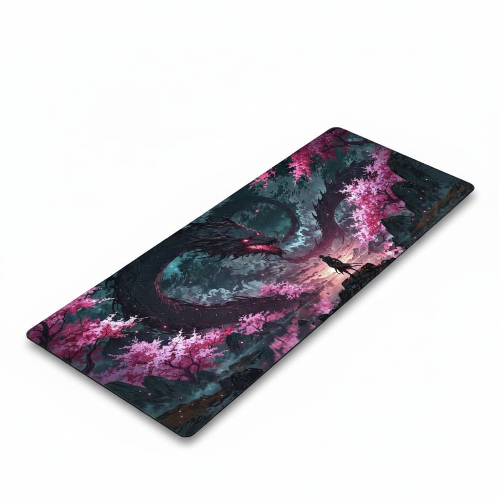 Mouse Pad Gamer Estampa Dragão Mítico Setup Base Emborrachada