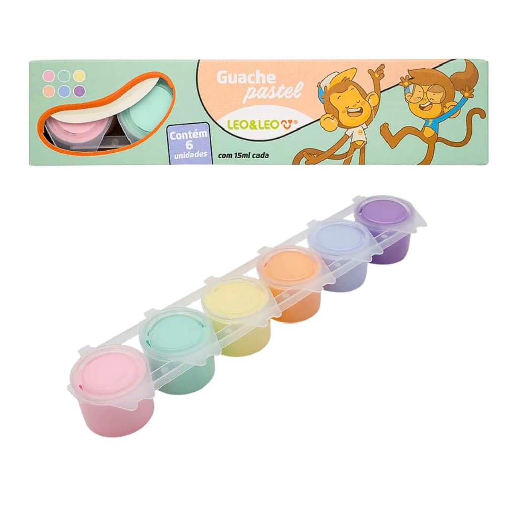 Tinta Guache 6 Cores Tom Pastel Leo e Leo