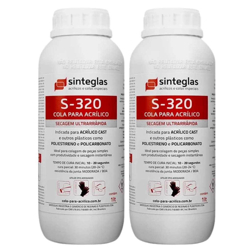 2 Cola Ultra-sinteglas Acrílico/policarbonato S-320 01 Litros