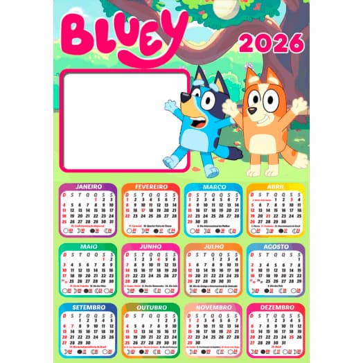 Calendário de parede 2026 - tema infantil - plastificado