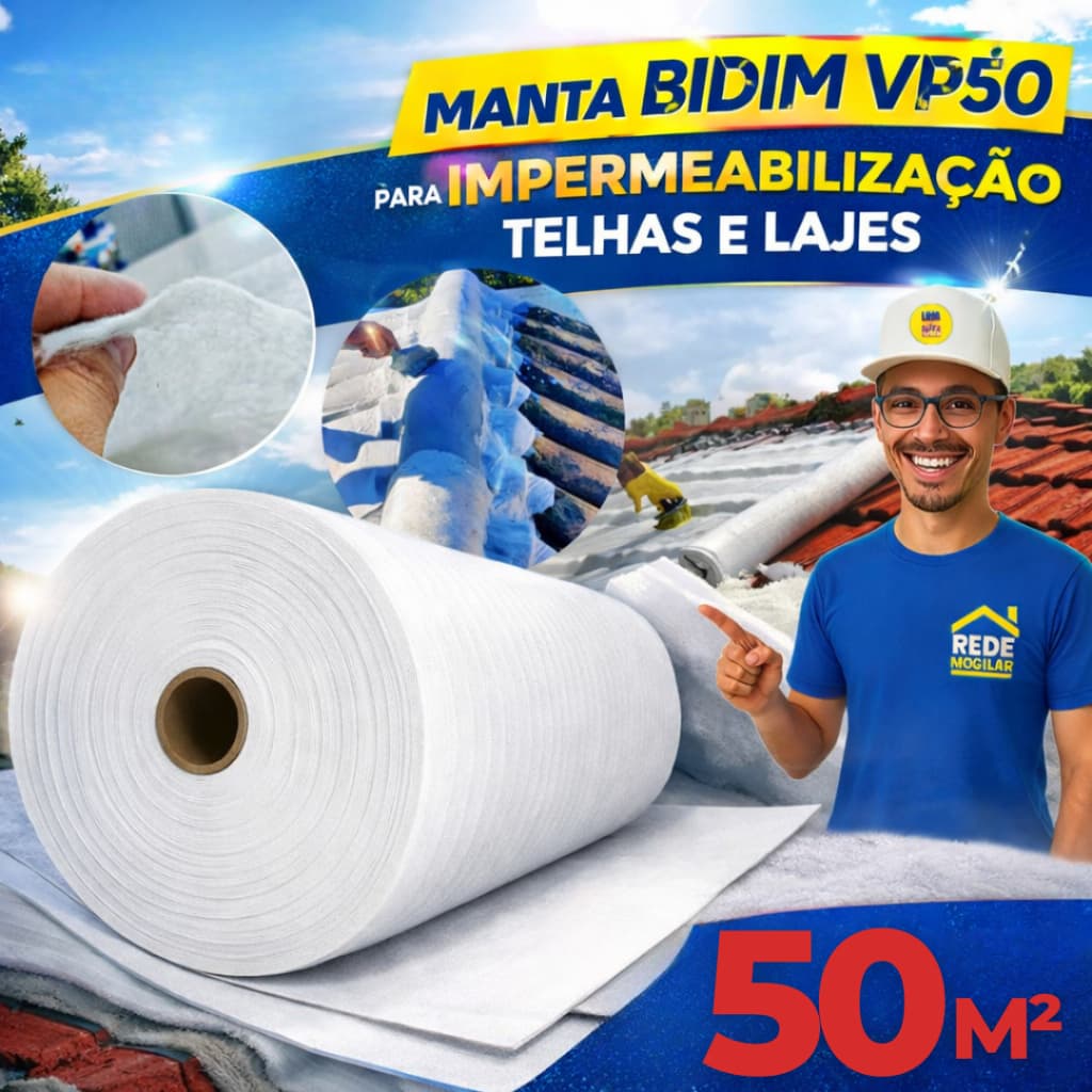 Tela Manta Mantatec / Bidim Vp50 50 Metros 2 Impermeabilizante Telhados Telhas e Lajes