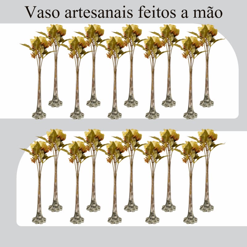 20 Vasos Solitários de Vidro para Centro de Mesa Festa Casamento 25cm Altura