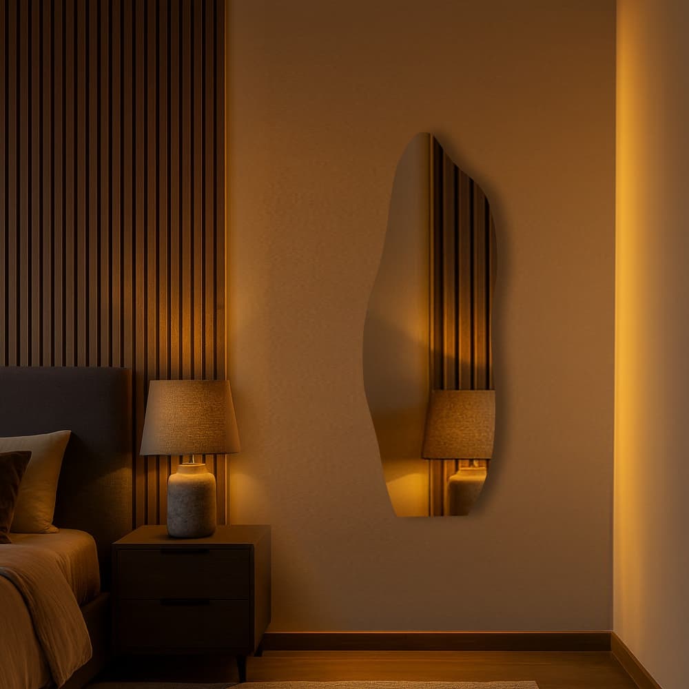 Espelho Orgânico Flame 115cmx60cm 110cmx50cm 90cmx40cm 80cmx35cm Polido Lapidado Quarto Sala Salão Luxo Promoção