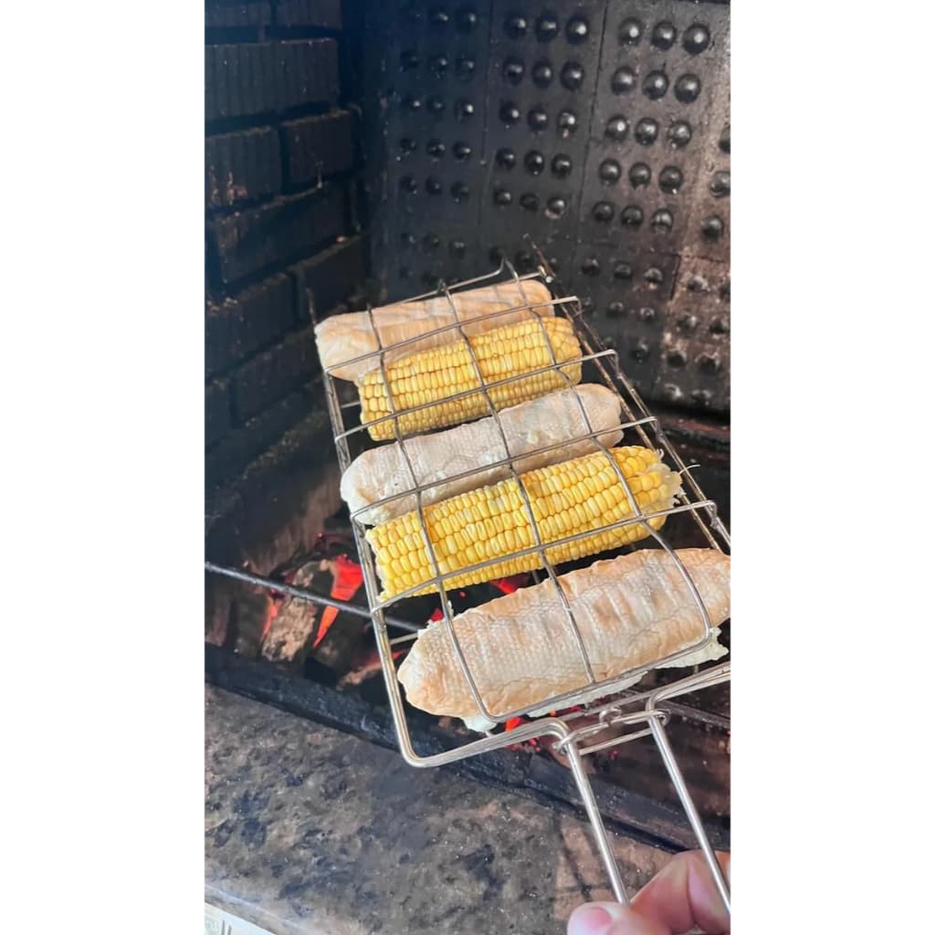 Grelha Churrasqueira para Pão de Alho e Milho Aço Cromado Resistente