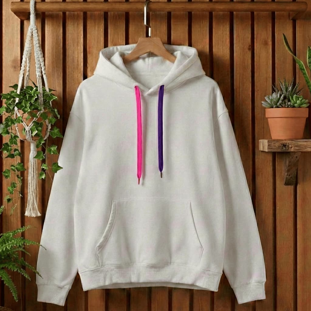 Blusa De Frio Moletom Canguru Branco ATL Cordões Roxo e Rosa Estampado Inverno Frio Volta as aulas