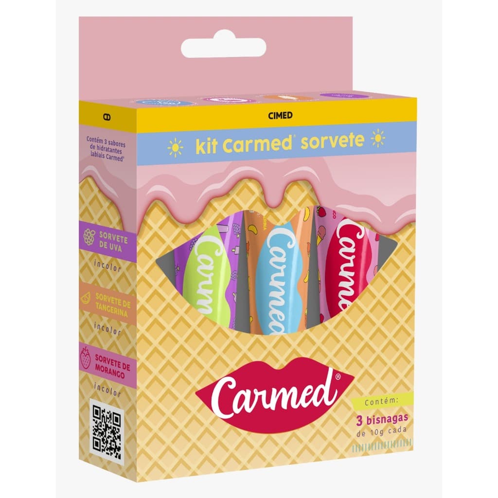 Carmed Hidratante Labial Sorvete Smurfs Blueberry Sos Algodão Doce Água De Côco Fini Amoras Variados 10g