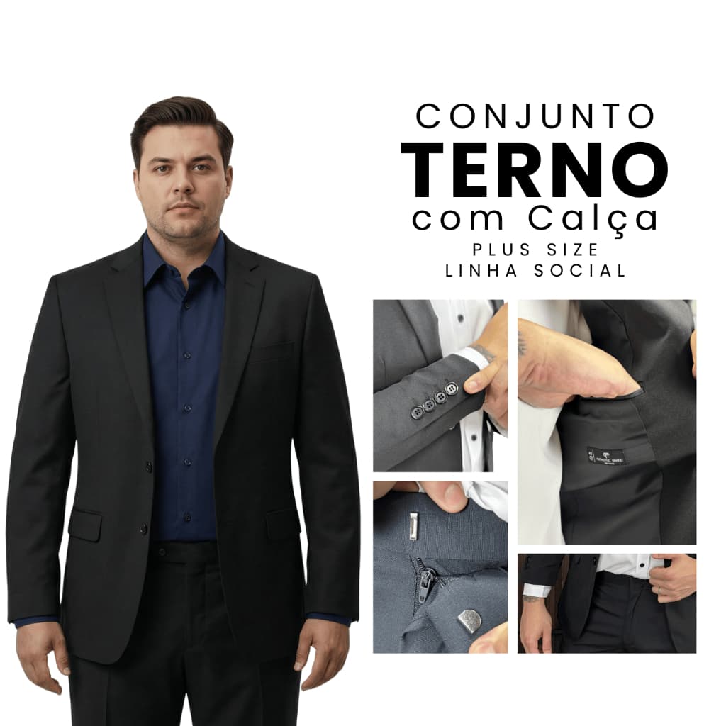 Terno Alfaiataria Gala Premium Tecido Tecnologico Italiano Plus Size Fit Elastano Masculino