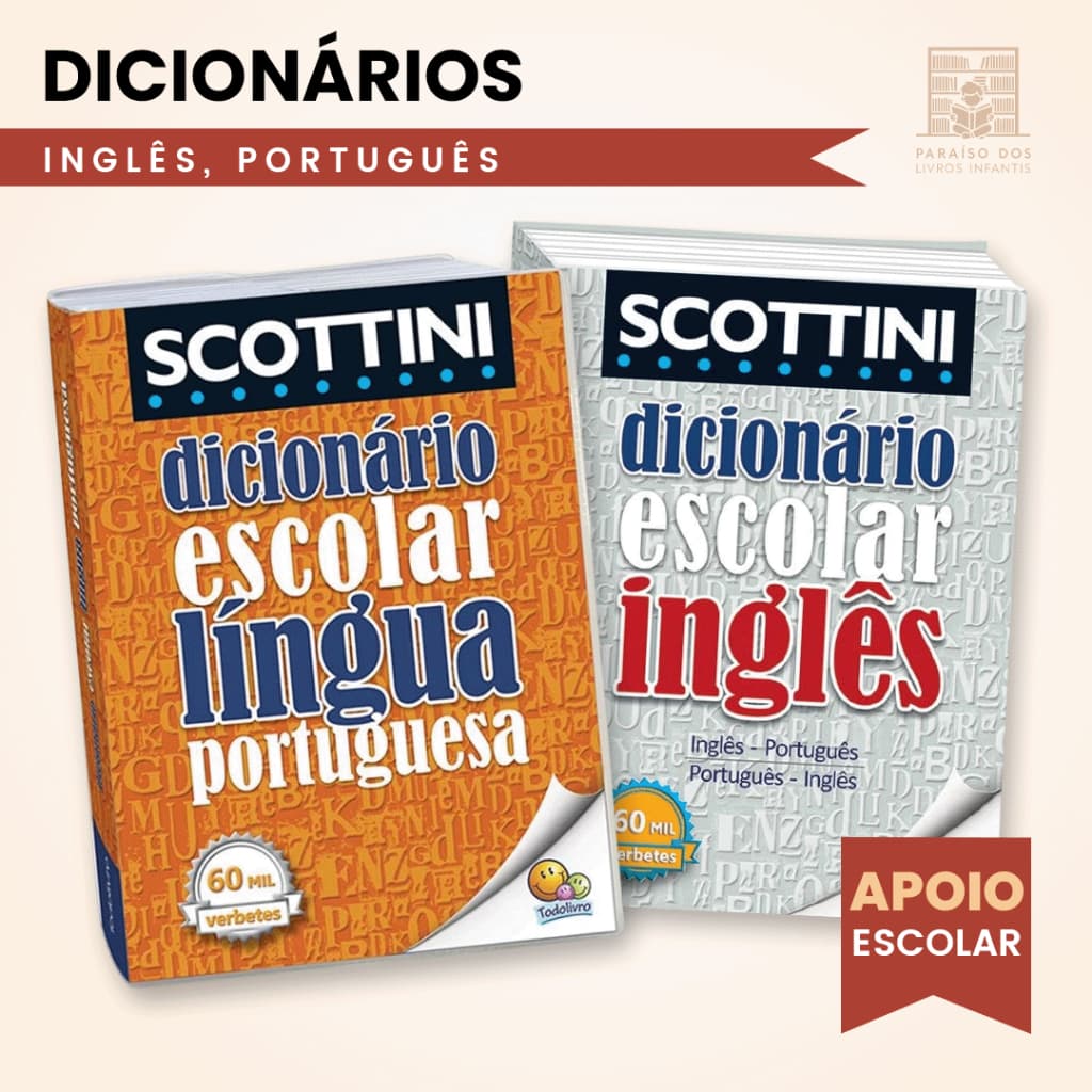 Scottini - Dicionário 60 Mil Verbetes Português Inglês Atualizado Completo Capa Plástica Consulta Escolar Estudantes