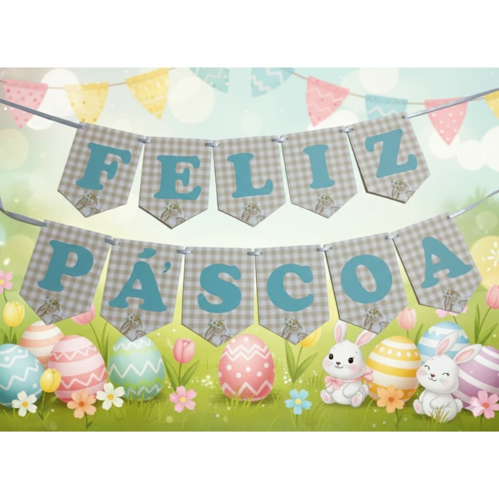 Faixa Varal De Letras Papel Feliz Páscoa, Aniversário Bandeirinhas Decoração De Festa,Bandeira