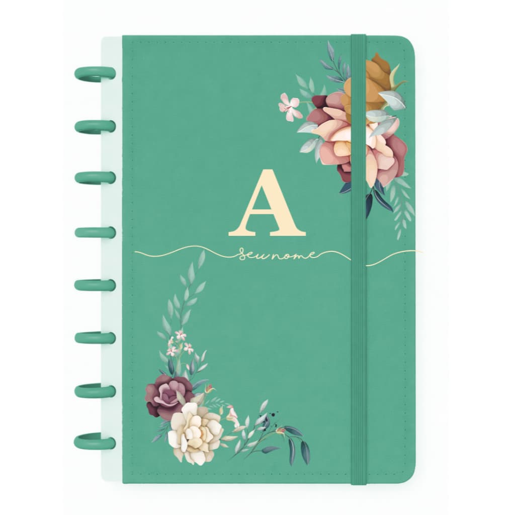 Caderno de discos  personalizado - Caderno com nome Planner personalizado - Caderno A4 e A5 - Inicial