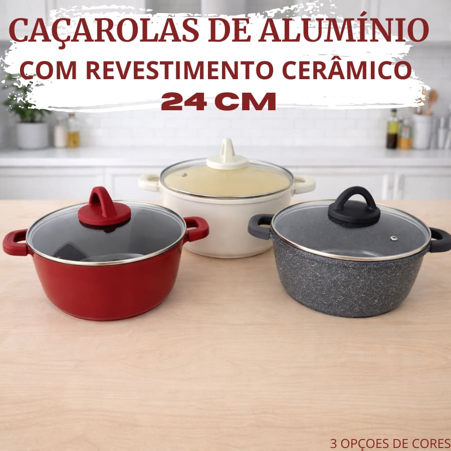 Caçarola Panela Cerâmica Antiaderente 24cm Não gruda