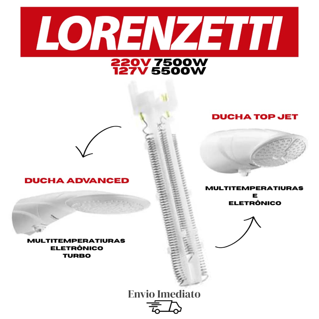 Resistência Chuveiro Lorenzetti Ducha 127v/220v Advanced MultiTemperaturas Top Jet MultiTemperaturas