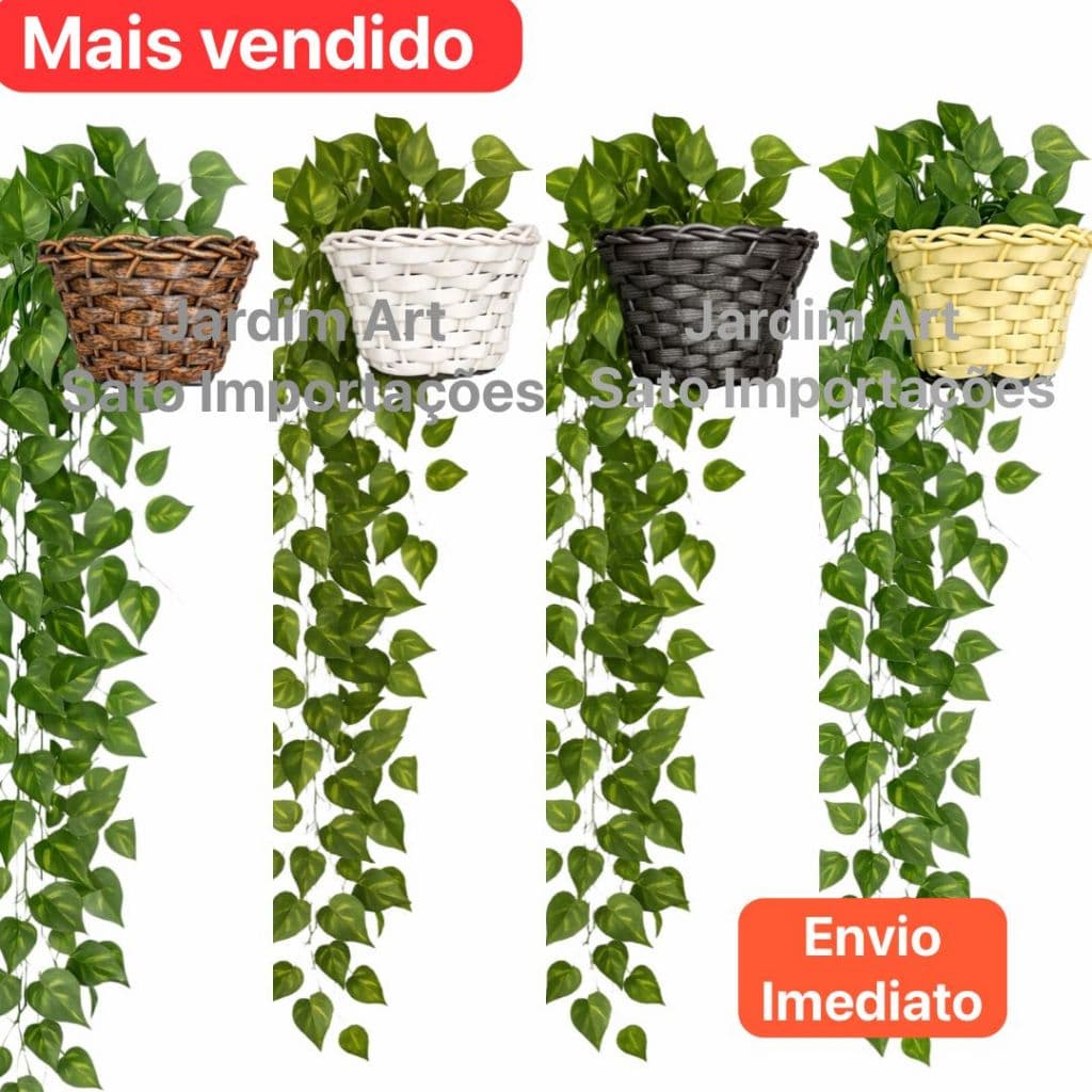 Jiboia Artificial Tipo Melancia com Cachepot Decorativo 4 Variações 1v2c PT11