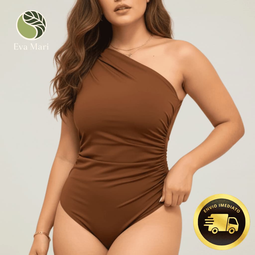 Body Feminino Mula Manca Um Ombro Suplex Premium com Forro Elegante Casual Moda Verão Blogueira
