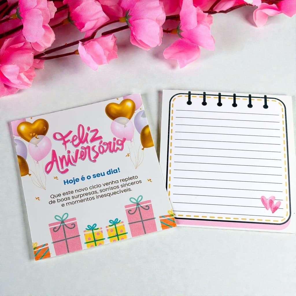 Cartão Feliz Aniversário/Presentes-25/50/100 unidades